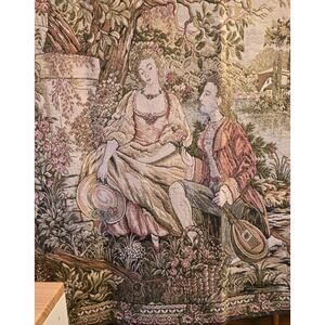 Vintage French Tapestry Medieval Pictorial Wall Decor Tapestry 62.5x50.5 EUC